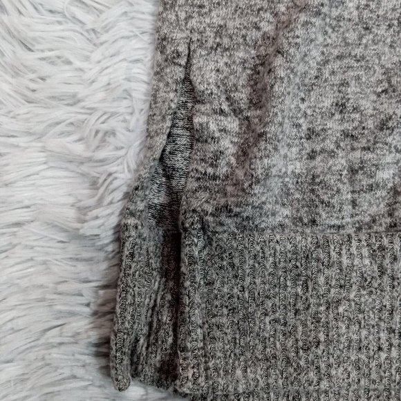 Lucky Brand Womens Sweater Gray S Marled V Neck Split Hem Lightweight Small - Picture 3 of 9